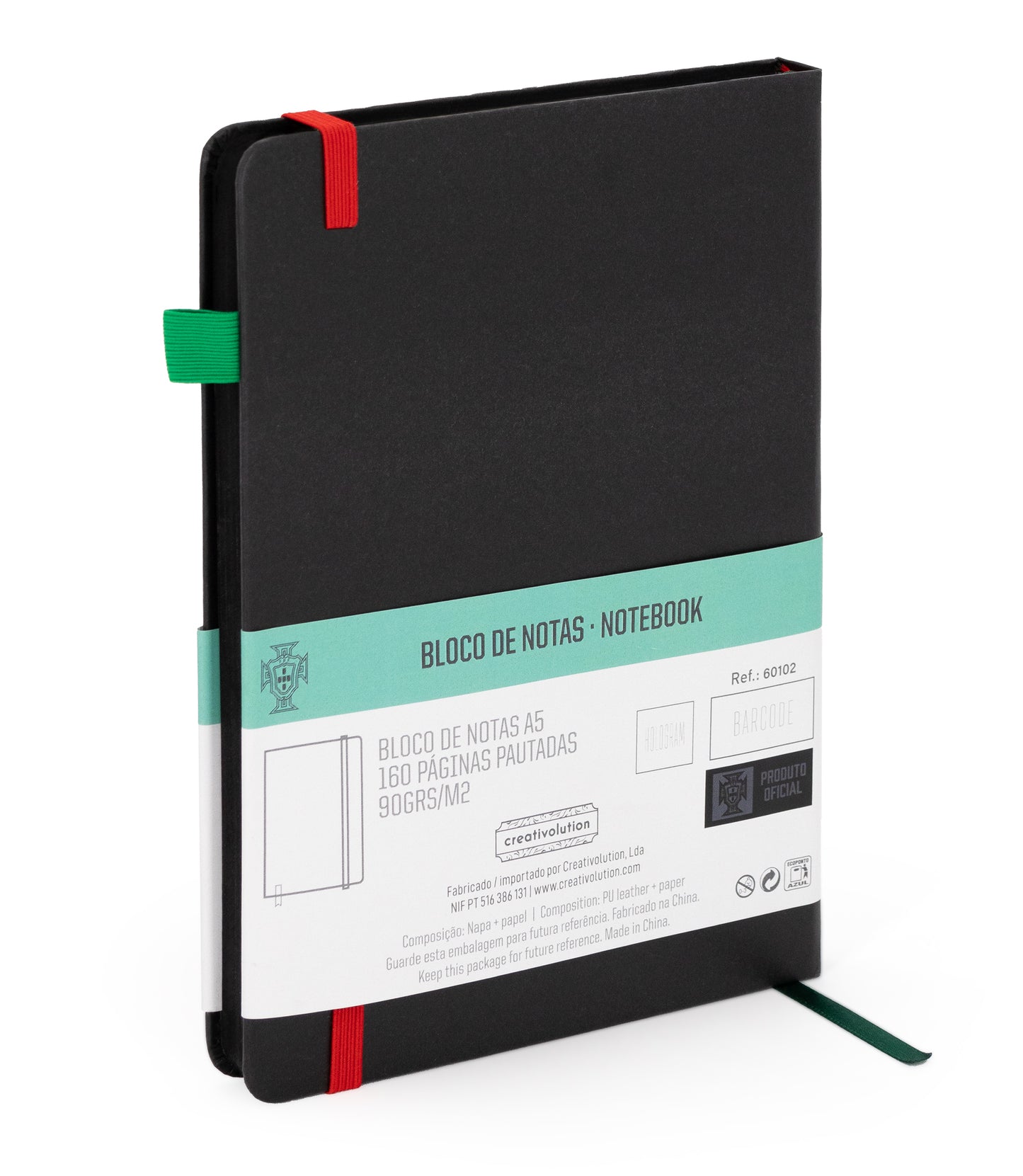 Bloco de Notas FPF Capa Dura Preto com Elástico