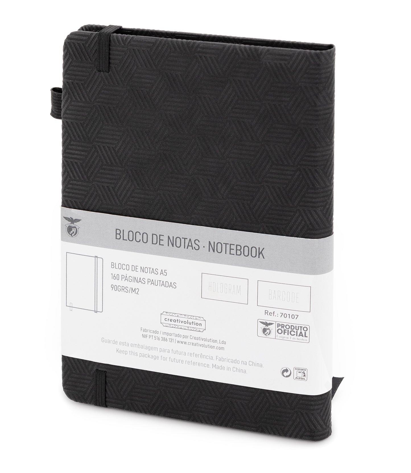 Bloco de Notas SL Benfica Capa Dura com Elástico