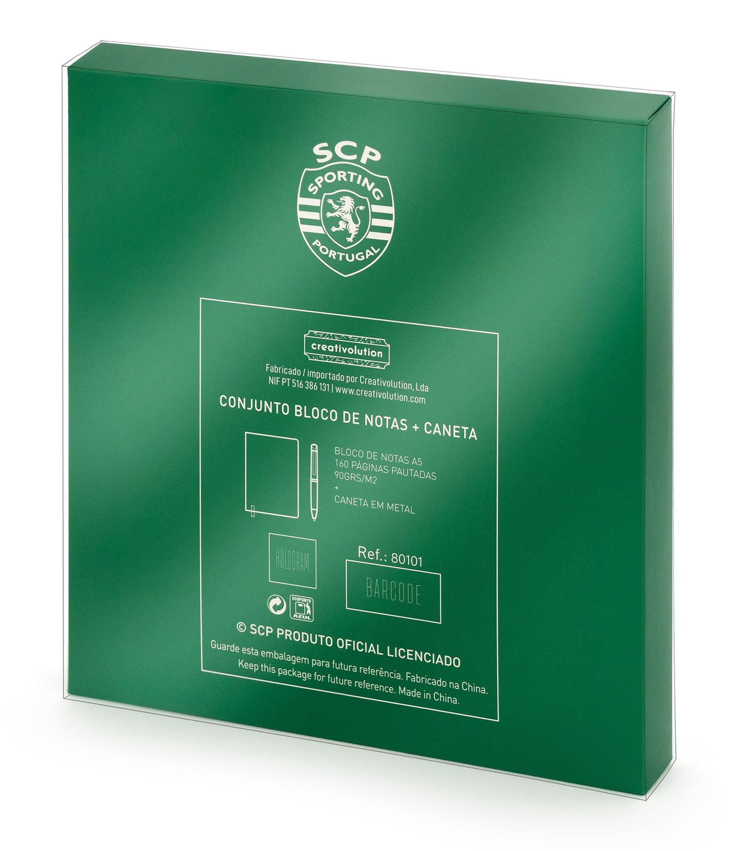 Conjunto Bloco de Notas + Caneta Sporting CP