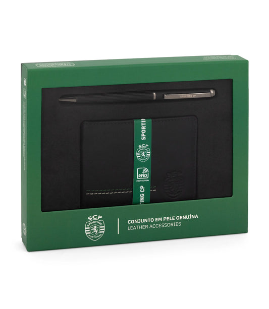 Conjunto Porta-Cartões + Caneta Sporting