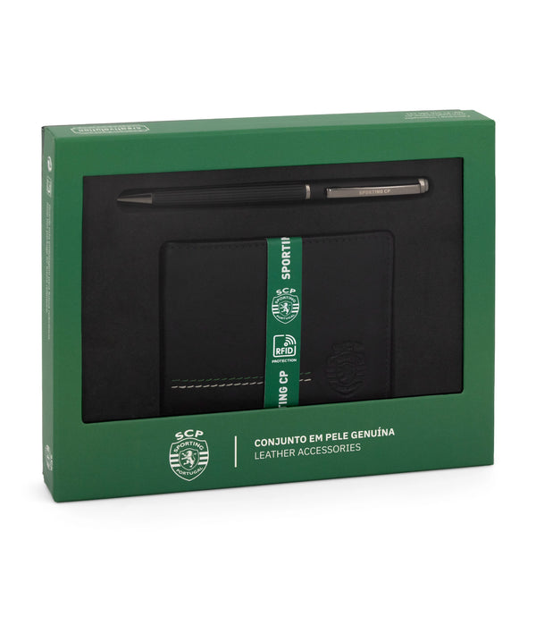 Conjunto Porta-Cartões +  Caneta Sporting