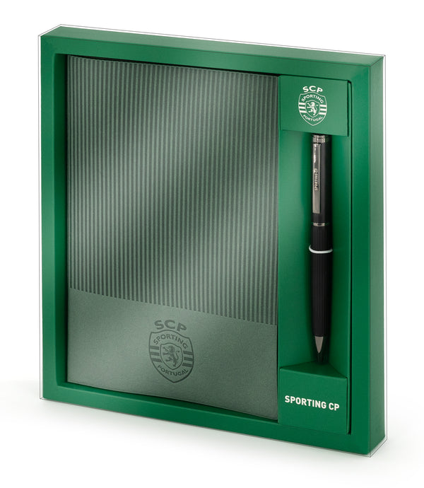 Conjunto Bloco de Notas A5 + Caneta Sporting CP Verde